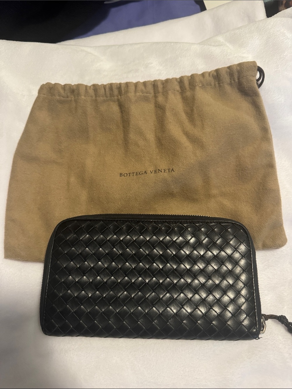 Bottega Veneta Black Intrecciato Zip-Around Wallet